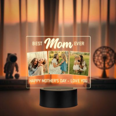 Personalized Best Mom Ever LED Night Lamp Warm White USB Gift for Mom Mother’s Day